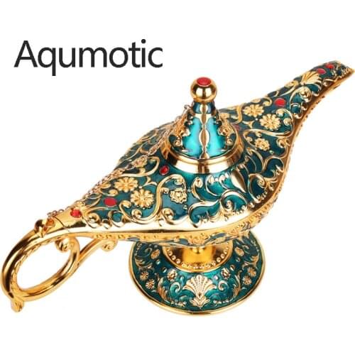 Aqumotic Good Alad Dins Lamp Teapot about 22cm Large Arab Wishing Parts Retro Aladin Style Home Decoration Style Craft Ornamen