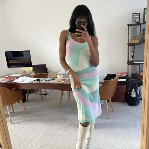 Kpytomoa Dresses Women Sunny Beachwear Hollow Out Spaghetti Strap Knit Sundress Female Sexy Bodycon Women Summer Dress Backless