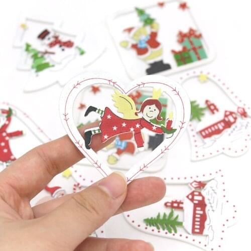 10PCS/Lot White Wooden Pendants Christmas Ornaments Santa Claus Wooden Crafts Christmas Tree Party Decoration Xmas Hanging Gifts