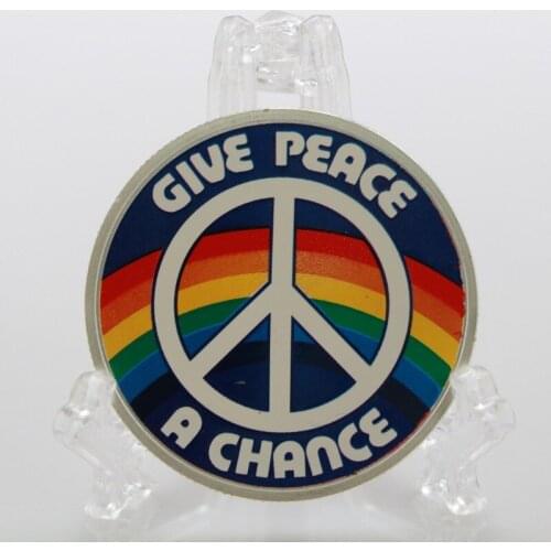 1940-1980 British Famous Rock Musician John Lennon Silver Plated Give Peace Rainbow Collection and Business Gifts