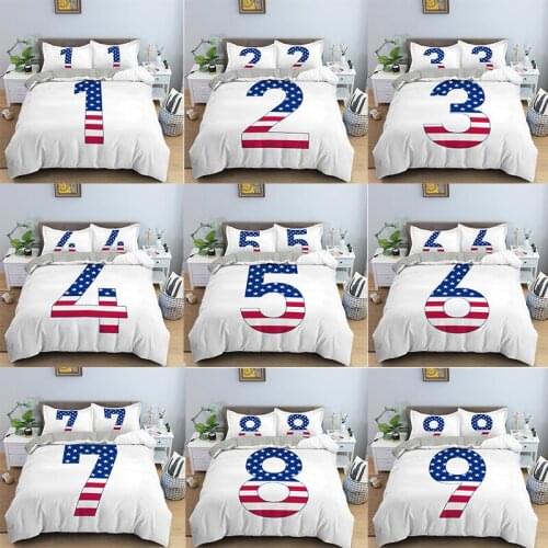 2/3pcs 3D Number printed White Bedding Set Single Double Queen King Size Duvet cover Set Luxury Kids Adult Soft Bedspread Decor