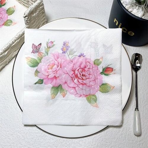 20Pcs/Pack Flower Butterfly Decoupage Paper Napkins Vintage Floral Paper Tissues for Wedding Xmas Party Decorations Hot Sale