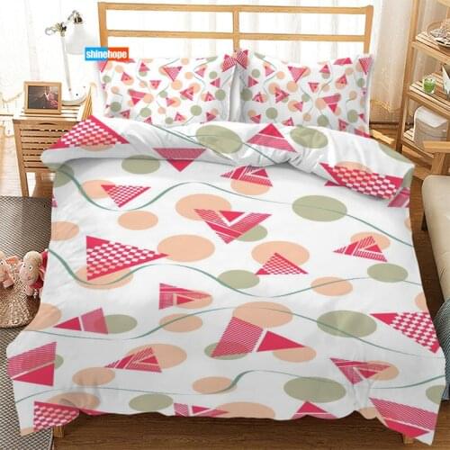 3 Pcs Luxury Duvet Cover Set Fashion Geometric Circle Triangle Bedding Sets Comforter Duvet Cover Pillowcase Home Textiles