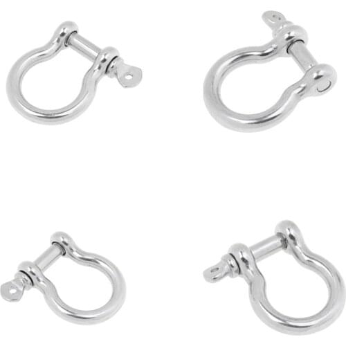 4pcs Marine Stainless Steel Chain Rigging Bow Shackle Captive Pin 6mm & 5mm