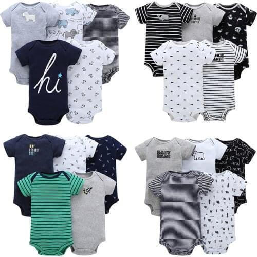 5 Pcs Baby Quilt Summer Clothes For Newborn Baby Girls Bodysuit Infant Short-sleeved Jumpsuit For Small Boy Children Clothing