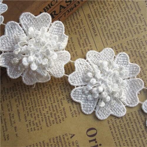 10x White 6.5cm Polyester Flower Lace Edge Trim Ribbon Fabric Embroidered Applique Sewing Craft Crochet Wedding Dress Clothes