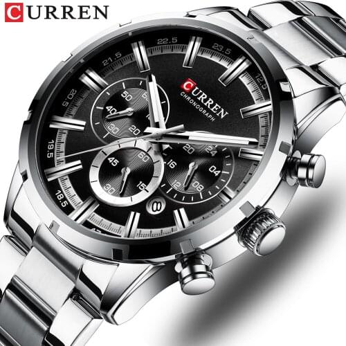 CURREN Men Watch Top Brand Luxury Sports Quartz Mens Watches Full Steel Waterproof Chronograph Wristwatch Men Relogio Masculino