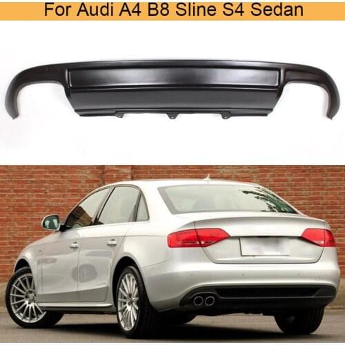 FRP Black Car Rear Bumper Diffuser Lip Spoiler For Audi A4 B8 S4 Sline Sedan 2009-2012 Rear Bumper Diffuser Lip 2 Side 4 Outlet