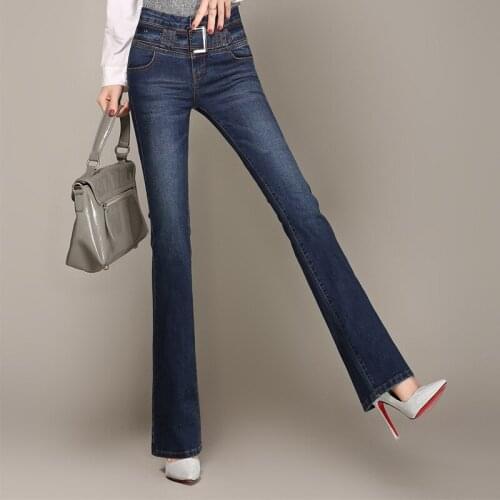 Womens Plus Size Flare Jeans High Waist Stretch Skinny Jean Vintage Bell-Bottom Pants Denim Trousers casual trousers