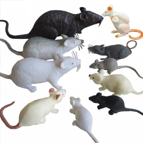 Home Decor Figurines Miniatures Pvc Plastic Simulated White Black Rat Chinchilla Mouse Model Halloween Toys 2pc/lot