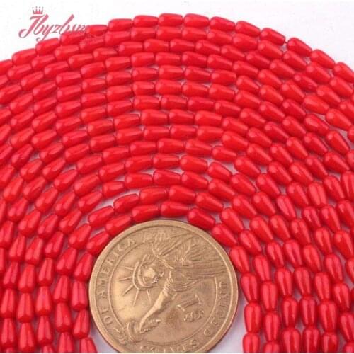 3x5mm Smooth Drop Coral Beads Natural Stone Beads For DIY Necklace Bracelets Eaaring Pandant Jewelry Making 15" Free Shipping