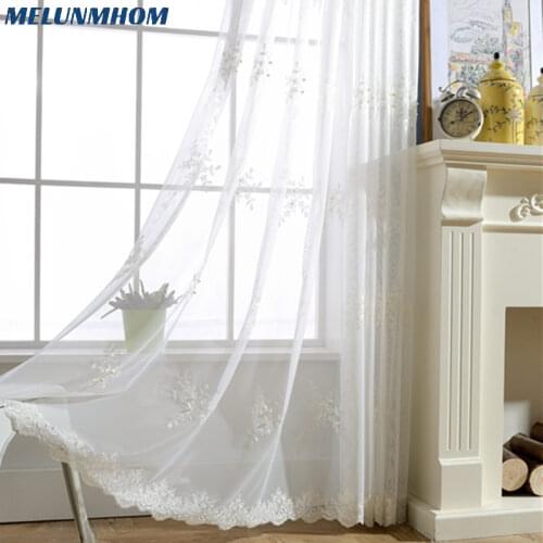 Korean Floral Embroidered Pearl Voile Curtains Curtains for Living Room Sheer Curtains for Bedroom Kids Window Treatments