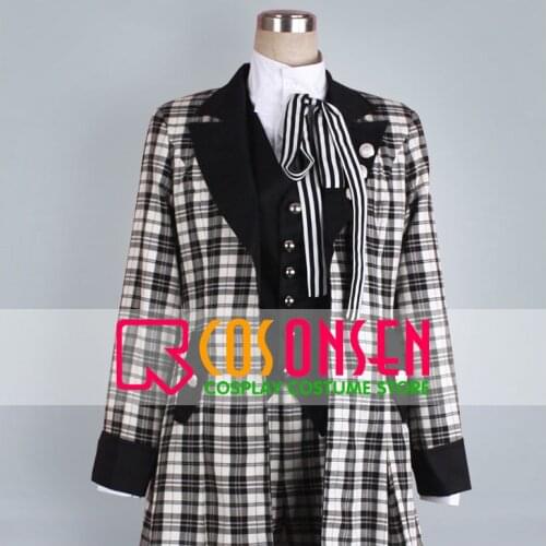 COSPLAYONSEN Kuroshitsuji Black Butler Book of Murder Ciel Phantomhive Cosplay Costume Black White Lattice Design Any Size
