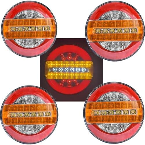 24V Round Turn Signal LED Brake Reverse Lamp Tail Light For Truck Trailers Sequential Dynamic Tractor Van Rear Lights