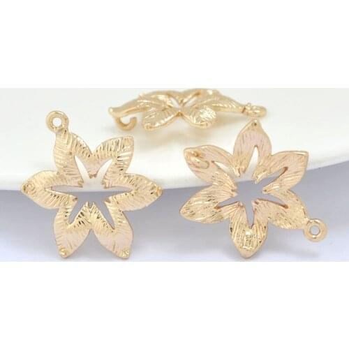 10PCS 13x10MM 15x14MM 24K Champagne Gold Color Plated Brass Flower Charms Pendants High Quality Diy Jewelry Accessories