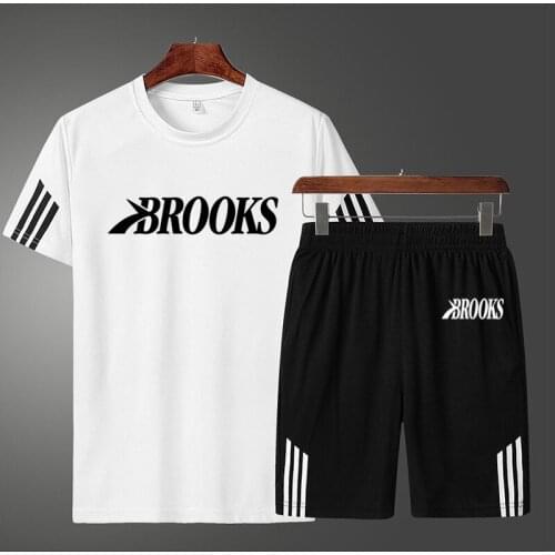Summer New Mens Casual Sports Suit Sports Short Sleeve + Sports Shorts 2-piece Quick-drying Breathable Fitness Running T-shirt
