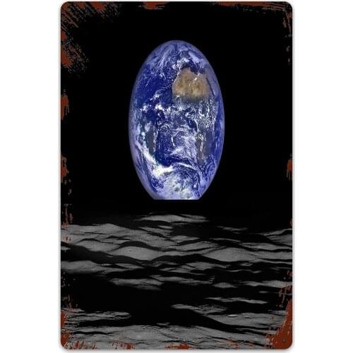 Metal SignsEarthriseTin Sign Wall Iron Painting Wall Decor Art Retro Plates Poster Hanging Decoration for Indoor Outdoor