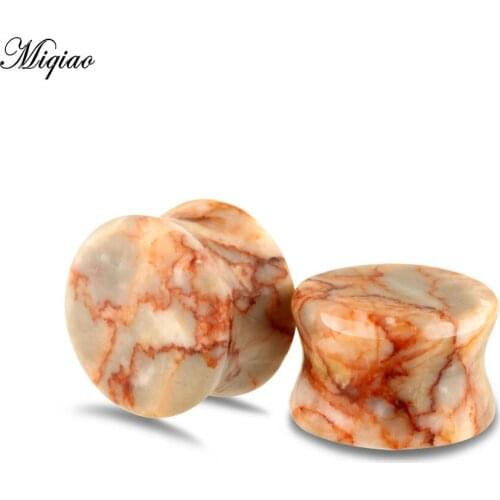Miqiao 2pcs/lot Stone Ear Plug Flesh Tunnel Piercing Expander 6-16mm Ear Plugs Gauges Ear Stretcher Body Piercing Jewelry
