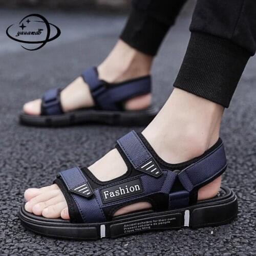 39-44 Mens Sandals Summer Male Sandals Ankle-wrap Casual Mixed Colors Hook Loop Beach Breathable Light Man Shoes H59