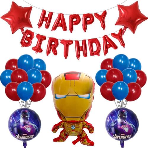 26pcs/set Superhero Balloons Set Spider Iron Cartoon Man Foil Balloon Happy Birthday Party Decoration Air Globos Kids Toys Gift