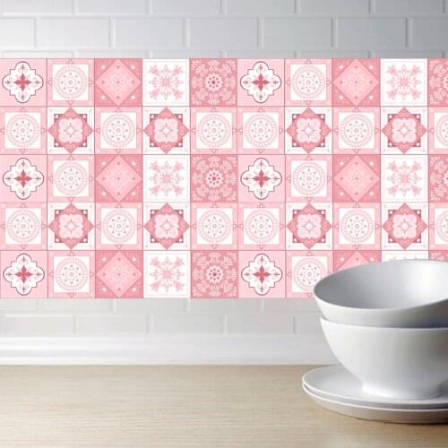 3D Pink Tile Sticker 20*100cm Kitchen Bathroom Waist Line DIY Wall Stickers Home Decor Self-adhesive Art Mural Poster For child