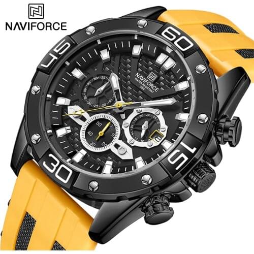 NAVIFORCE Luxury Men Quartz Watch Top Brand Fashion Casual Complete Calendar Clock Waterproof Silicone Wristband Sports Watches