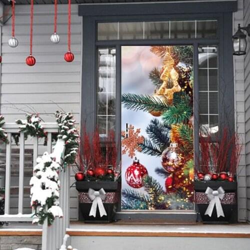 77x200cm Merry Christmas Bells Wall Stickers Living Room Shop Diy Home Decals Festival Xmas Mural Art Door Party Decoration