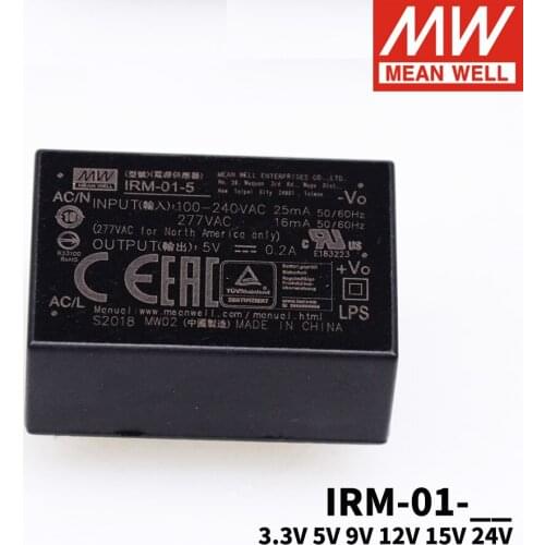 MEAN WELL IRM-01 Pin type AC-DC module 1W Single Output Encapsulated switching power supply 3.3V 5V 9V 12V 15V 24V for Equipment