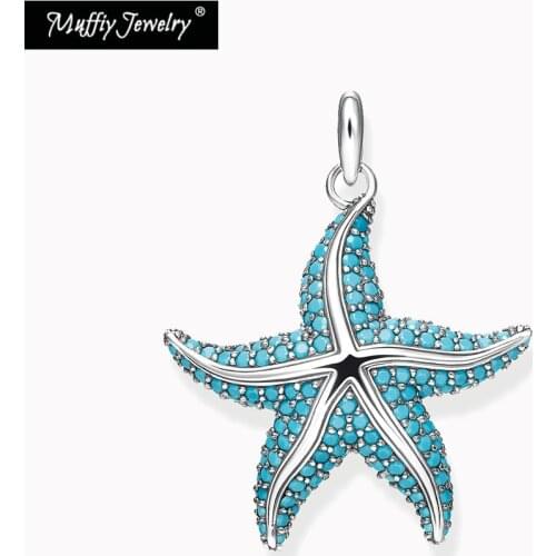 Pendant Blue Starfish Fit Necklace 2021 Brand New Fine Women Jewelry 925 Sterling Silver Oceanstar Europe Bijoux Accessories