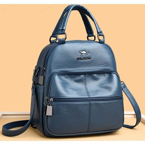 Causal Soft Leather Women Backpack 2021 Anti Theft Lady Leather Back Pack Tote Bag Large Female Travel Backpacks Girl School Bag