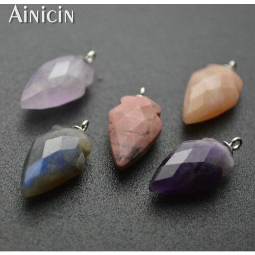 Natural Semi-precious Stone Arrow Head Fashion Charm Pendants 9x18mm DIY Earrings Jewelry Making Findings 10pcs/lot