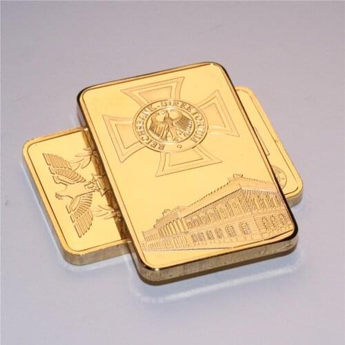 1 Oz German Eagle Deutsche Reichsbank Metal Gold Plated Bar Art