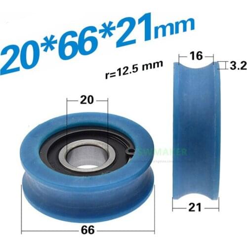 10pcs 20*66*21mm 6204 bearing wrapped pulley/nylon wheel, old shell, guide wheel with clip spring, for 25mm diameter track