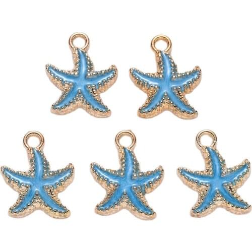 10pcs Alloy Enamel Starfish Pendants for Jewelry Making DIY Bracelet Necklace Charms Decor Accessories 18*15*3mm Hole 2.5mm