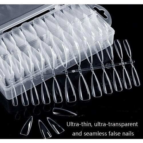 120 pcs/box Full Cover Transparent Fake Nail Nail Art Patch Ultra-thin Seamless Finished Removable Extended Manicure Tool