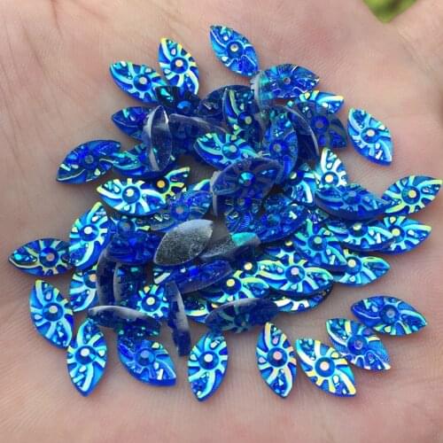 120pcs mini AB Horse eye& leaf Resin Stick On Flower Flatback Rhinestone Crystal Stones For Clothes 3D nail art -Y711