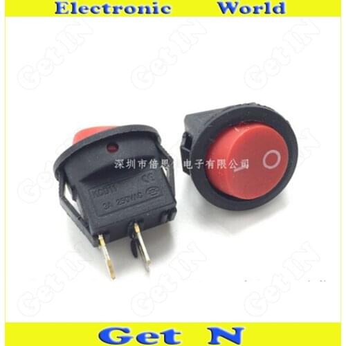 20pcs High Quality 3A/250V 15mm Rocker Switches 3Pins 3Files Round Power Button Switch Red Black
