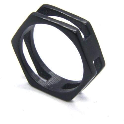 2018 Hollow Out Man Ladies Ring 316L Stainless Steel Top Quality Fashion New Design Dull Polishing Black Fashion Fashion Ring