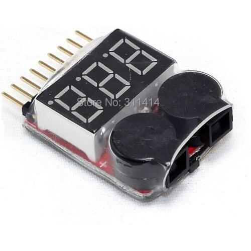3pcs/lot 2IN1 1-8S Lipo/Li-ion/Fe Battery Voltage Tester Monitor LED Buzzer Alarm Indicator + Free Shipping