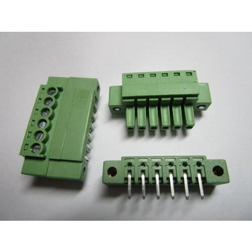 50 pcs With Embossmen Angle 6pin/way Pitch 3.5mm Screw Terminal Block Connector Green Color Pluggable Type with angle pin