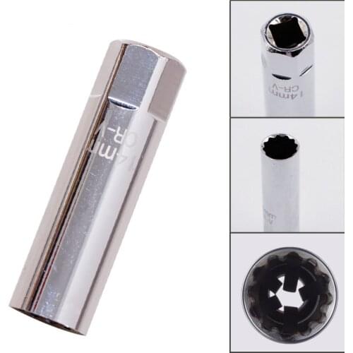 Car 14MM Mini Spark Plug Socket Remove Wrench Thin Wall 12-Point Magnetic Removal Tool 3/8 inch Drive For Car