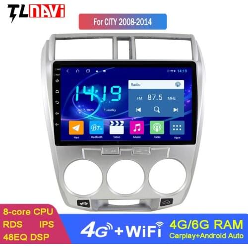 Android 10 IPS 6G+128G Car GPS Navigation For Honda City 2008-2014 Stereo Audio Radio Video Bluetooth 4G DSP CARPLAY
