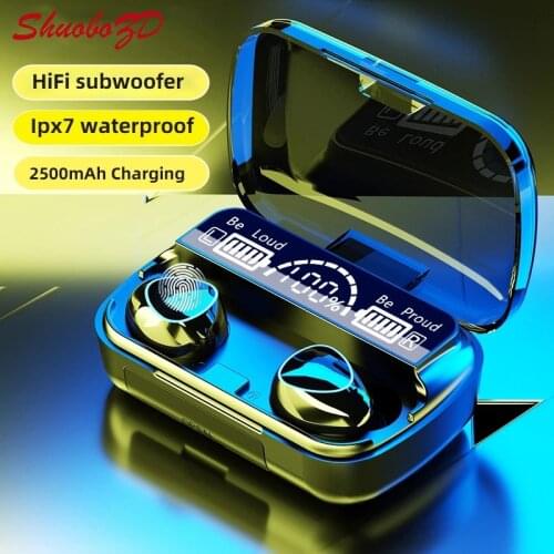 ShuoboZD TWS Wireless Headphones M10 Bluetooth Earphones Waterproof with Power Bank 3D Touch Control Headsets for Smartphone