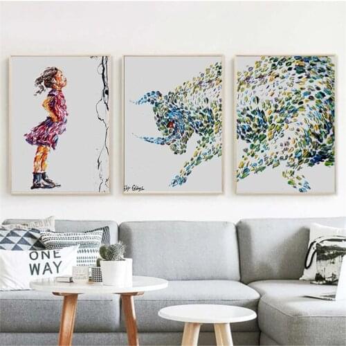 Fearless Girl Oil Painting Poster Feminism Canvas Printmaking Female Power Artwork Office Nordic Living Room Wall Decoration