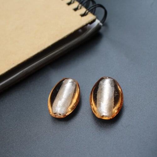 10Pcs 17mm*24mm Handmade Lampwork Glass beads Oval Shape Champagne Color Charm Beads Loose for Jewelry Bracelet Necklac &DIY