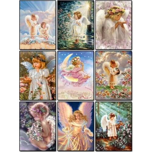 CraftArtGo 5D DIY Diamond Embroidery angel Full Square Round Rhinestone Mosaic Painting Cross Stitch Flowers Diamond Kit