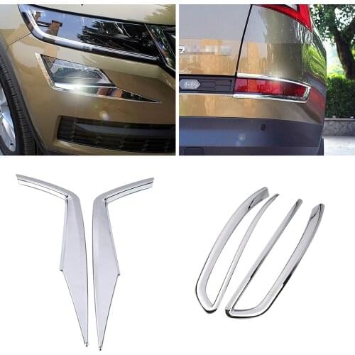 For Skoda Kodiaq 2016-2020 Exterior Part Refit Fog Lights Foglight Lamps Eyelid Eyebrow Strip Molding Cover Kit Trim ABS