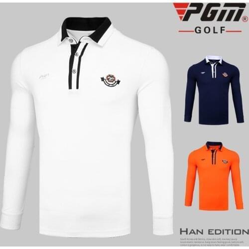 PGM Brand Men Sports Apparel Golf Long Sleeve T-Shirt Autumn Windproof Warm Korean Tops Competition Turn-Down Collar Tees M~XXL
