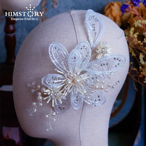 Himstory Luxury Classics Princess Brides Shell PEarls Headbands White Leaf Hairbands Wedding Hair Accessory Evening Headdre
