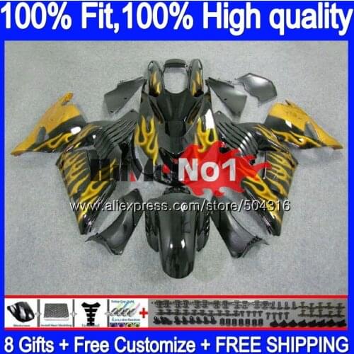 Injection For KAWASAKI ZX 14R ZX14R 06 07 08 09 10 11 78MC.109 ZZR1400 ZX-14R 2006 2007 2008 2009 2010 2011 Fairing Black Golden